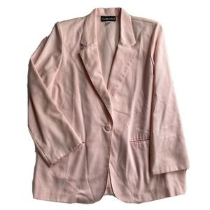 Vintage 80s Sag Harbor Sz 16 Pink Womens Blazer Easy Roll Cuffs Shoulder Pads